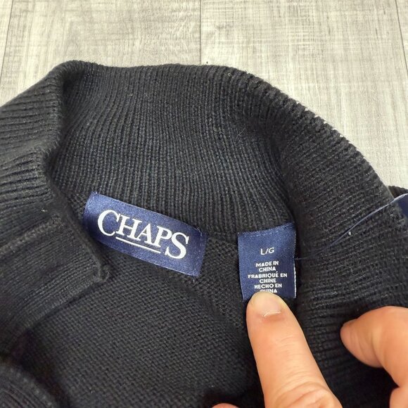 ✅ Mens L Chaps Ralph Lauren 3 Button Mockneck Fairisle Sweater Oatmeal Twist - Picture 2 of 9